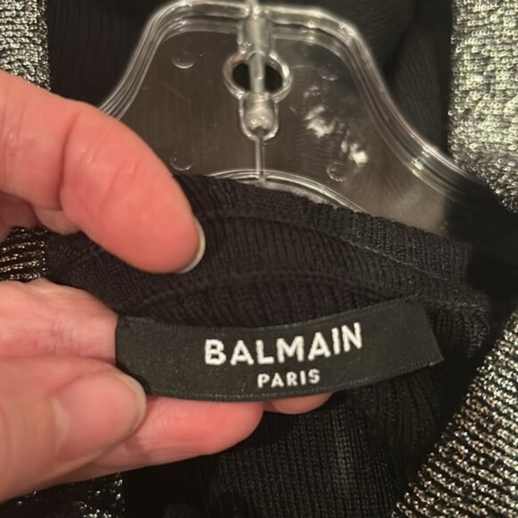 BALMAIN Lurex Striped Cropped Knit Hoodie Sz 40 - Picture 9 of 13